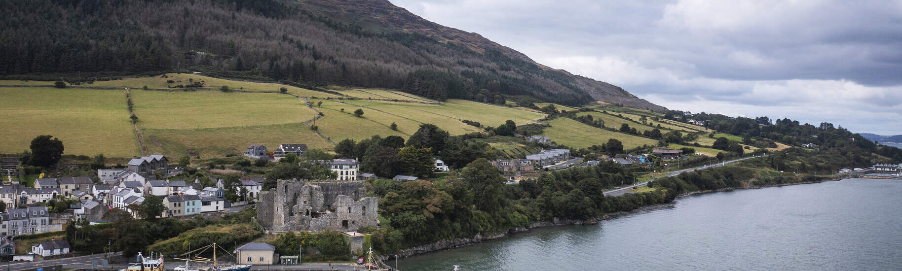 Aerial views of Carlingford Lough_King John's Castle and Carlingford Harbour_CAA / IAA Licensed Commercial Drone Pilot