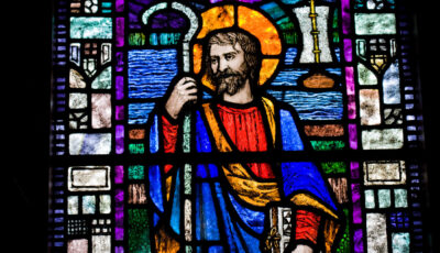 Una vidriera que representa a San Patricio en la iglesia de Saul - Brian Morrison - Turismo Irlanda