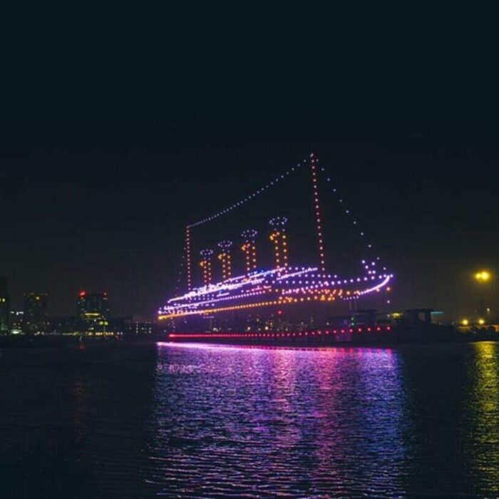 El Titanic reconstruido por drones en Belfast