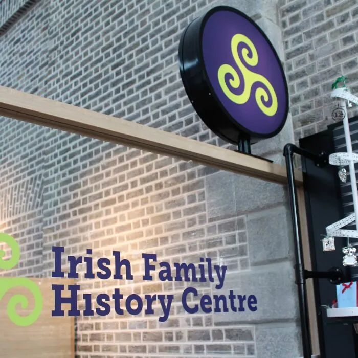 Entrée du e l'Irish Family History Centre - https://www.irishfamilyhistorycentre.com
