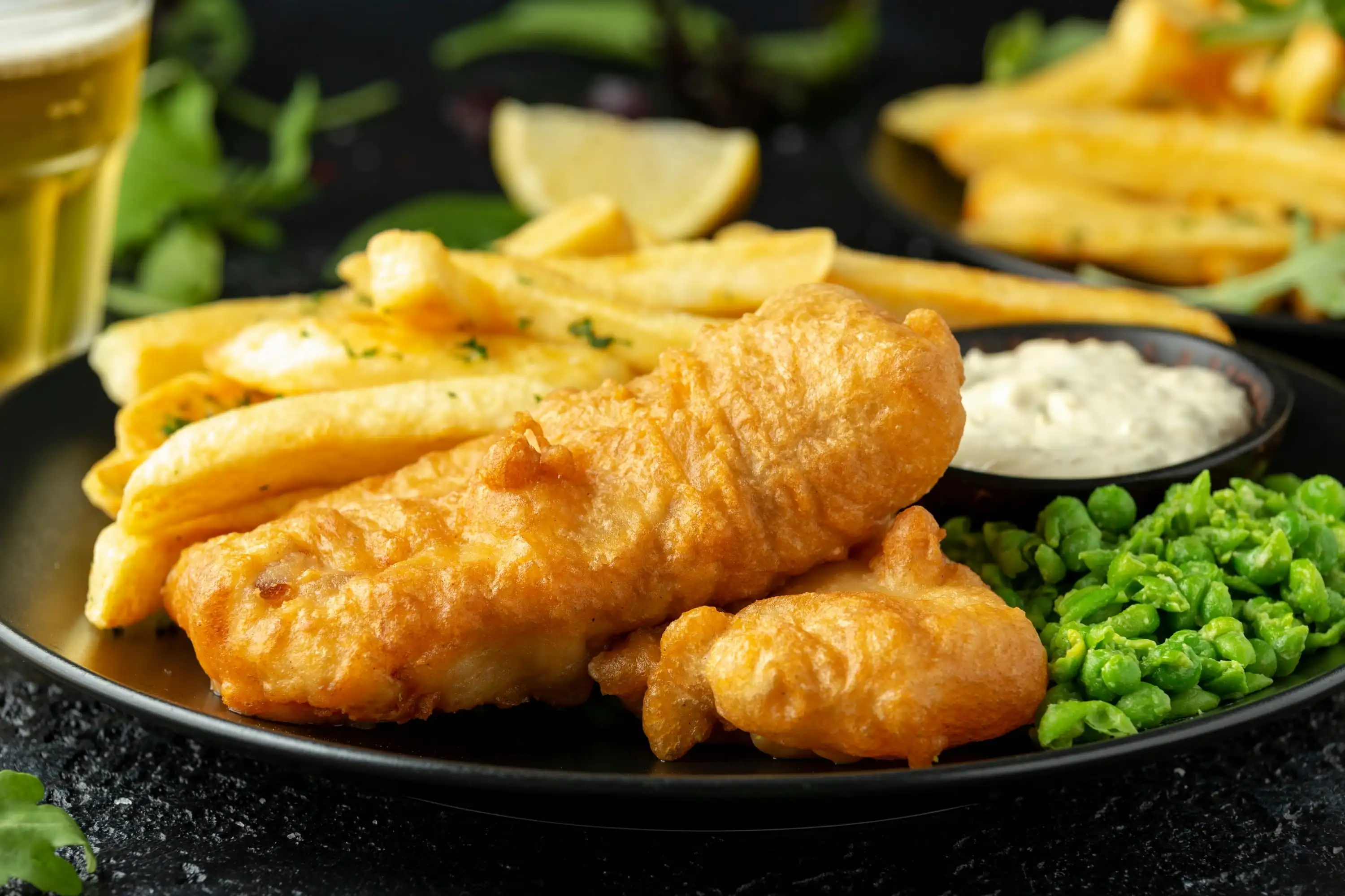 Fish and chips a la Guinness