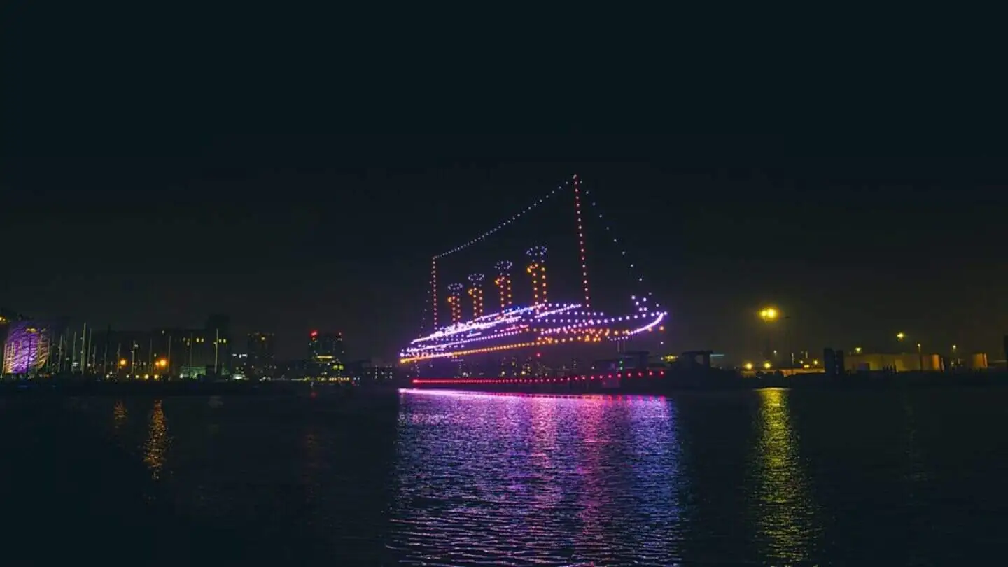 El Titanic reconstruido por drones en Belfast
